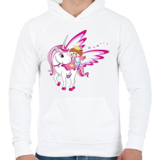 PRINTFASHION Unikornis és királylány - Férfi kapucnis pulóver - Fehér férfi pulóver, kardigán