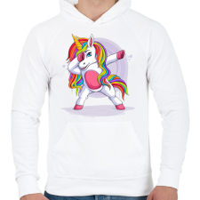 PRINTFASHION Unikornis - Férfi kapucnis pulóver - Fehér férfi pulóver, kardigán