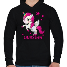 PRINTFASHION unikornis - Férfi kapucnis pulóver - Fekete női pulóver, kardigán