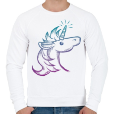 PRINTFASHION Unikornis - Férfi pulóver - Fehér