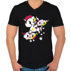 PRINTFASHION unikornis - Férfi V-nyakú póló - Fekete