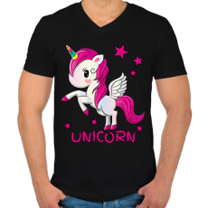 PRINTFASHION unikornis - Férfi V-nyakú póló - Fekete
