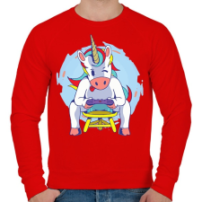 PRINTFASHION Unikornis gamer - Férfi pulóver - Piros férfi pulóver, kardigán