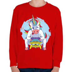 PRINTFASHION Unikornis gamer - Gyerek pulóver - Piros