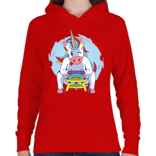 PRINTFASHION Unikornis gamer - Női kapucnis pulóver - Piros női pulóver, kardigán