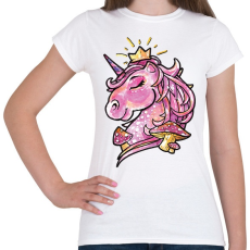 PRINTFASHION Unikornis gombákkal - Női póló - Fehér