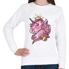 PRINTFASHION Unikornis gombákkal - Női pulóver - Fehér női pulóver, kardigán