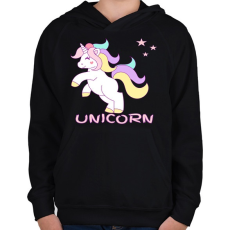 PRINTFASHION unikornis - Gyerek kapucnis pulóver - Fekete