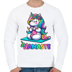 PRINTFASHION Unikornis jóga - Férfi pulóver - Fehér