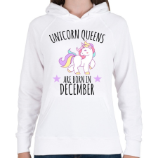PRINTFASHION Unikornis királylány születésnapja decemberben - Női kapucnis pulóver - Fehér női pulóver, kardigán