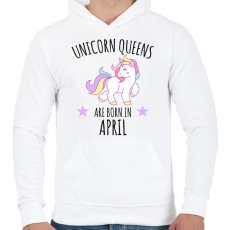 PRINTFASHION Unikornis királylányok születésnapja áprilisban - Férfi kapucnis pulóver - Fehér