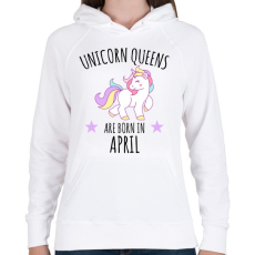 PRINTFASHION Unikornis királylányok születésnapja áprilisban - Női kapucnis pulóver - Fehér
