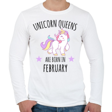 PRINTFASHION Unikornis királylányok születésnapja februárban - Férfi hosszú ujjú póló - Fehér