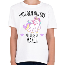 PRINTFASHION Unikornis királylányok születésnapja márciusban - Gyerek póló - Fehér gyerek póló