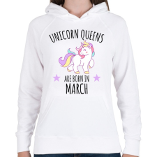 PRINTFASHION Unikornis királylányok születésnapja márciusban - Női kapucnis pulóver - Fehér női pulóver, kardigán