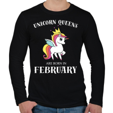 PRINTFASHION Unikornis királynők februárban születtek - Férfi hosszú ujjú póló - Fekete férfi póló