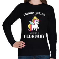 PRINTFASHION Unikornis királynők februárban születtek - Női pulóver - Fekete női pulóver, kardigán