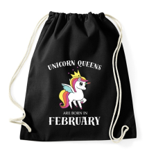 PRINTFASHION Unikornis királynők februárban születtek - Sportzsák, Tornazsák - Fekete tornazsák