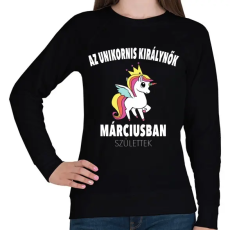 PRINTFASHION Unikornis királynők márciusban születtek (MAGYAR) - Női pulóver - Fekete