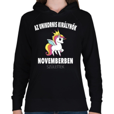 PRINTFASHION Unikornis királynők november születtek (MAGYAR) - Női kapucnis pulóver - Fekete