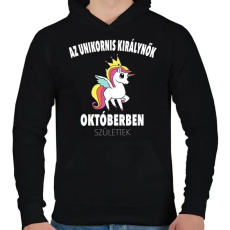 PRINTFASHION Unikornis királynők októberben születtek (MAGYAR) - Férfi kapucnis pulóver - Fekete