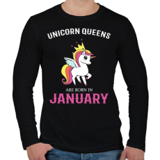PRINTFASHION Unikornis királynők születésnapja Januárban - Férfi hosszú ujjú póló - Fekete
