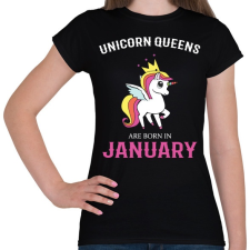 PRINTFASHION Unikornis királynők születésnapja Januárban - Női póló - Fekete női póló