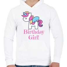 PRINTFASHION Unikornis kiscsaj születésnapja - Férfi kapucnis pulóver - Fehér