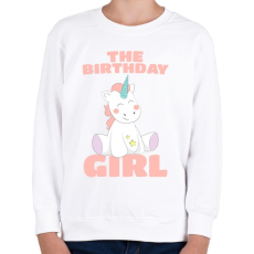 PRINTFASHION Unikornis kislány születésnap - Gyerek pulóver - Fehér