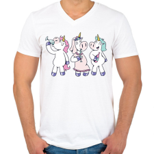 PRINTFASHION Unikornis leánybúcsú - Férfi V-nyakú póló - Fehér férfi póló
