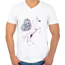 PRINTFASHION Unikornis lepke - Férfi V-nyakú póló - Fehér férfi póló