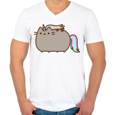 PRINTFASHION Unikornis macsek - Férfi V-nyakú póló - Fehér férfi póló