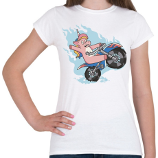 PRINTFASHION Unikornis motoron - Női póló - Fehér