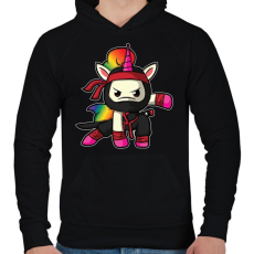 PRINTFASHION Unikornis ninja harcos - Férfi kapucnis pulóver - Fekete