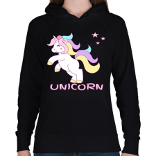 PRINTFASHION unikornis - Női kapucnis pulóver - Fekete női pulóver, kardigán