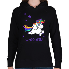 PRINTFASHION unikornis - Női kapucnis pulóver - Fekete női pulóver, kardigán