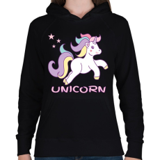PRINTFASHION unikornis - Női kapucnis pulóver - Fekete