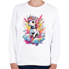 PRINTFASHION Unikornis punk - Gyerek pulóver - Fehér