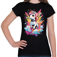 PRINTFASHION Unikornis punk - Női póló - Fekete