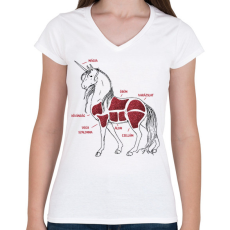PRINTFASHION Unikornis részei - Női V-nyakú póló - Fehér