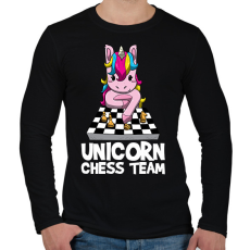 PRINTFASHION Unikornis sakk csapat - Férfi hosszú ujjú póló - Fekete