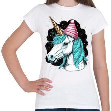 PRINTFASHION Unikornis sapkában - Női póló - Fehér női póló