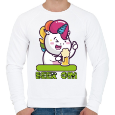 PRINTFASHION Unikornis sörrel BEER.OM - Férfi pulóver - Fehér férfi pulóver, kardigán