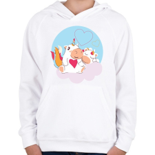 PRINTFASHION Unikornis szerelem - Gyerek kapucnis pulóver - Fehér gyerek pulóver, kardigán