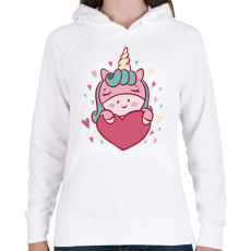 PRINTFASHION Unikornis szerelem - Női kapucnis pulóver - Fehér
