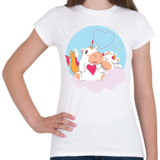 PRINTFASHION Unikornis szerelem - Női póló - Fehér