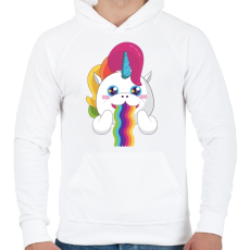 PRINTFASHION Unikornis szivárvány - Férfi kapucnis pulóver - Fehér
