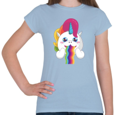 PRINTFASHION Unikornis szivárvány - Női póló - Világoskék női póló