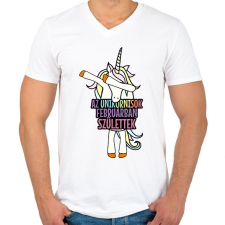 PRINTFASHION Unikornis szülinap február - Férfi V-nyakú póló - Fehér férfi póló