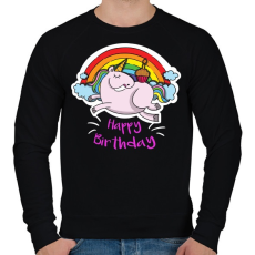 PRINTFASHION Unikornis szülinap - Férfi pulóver - Fekete